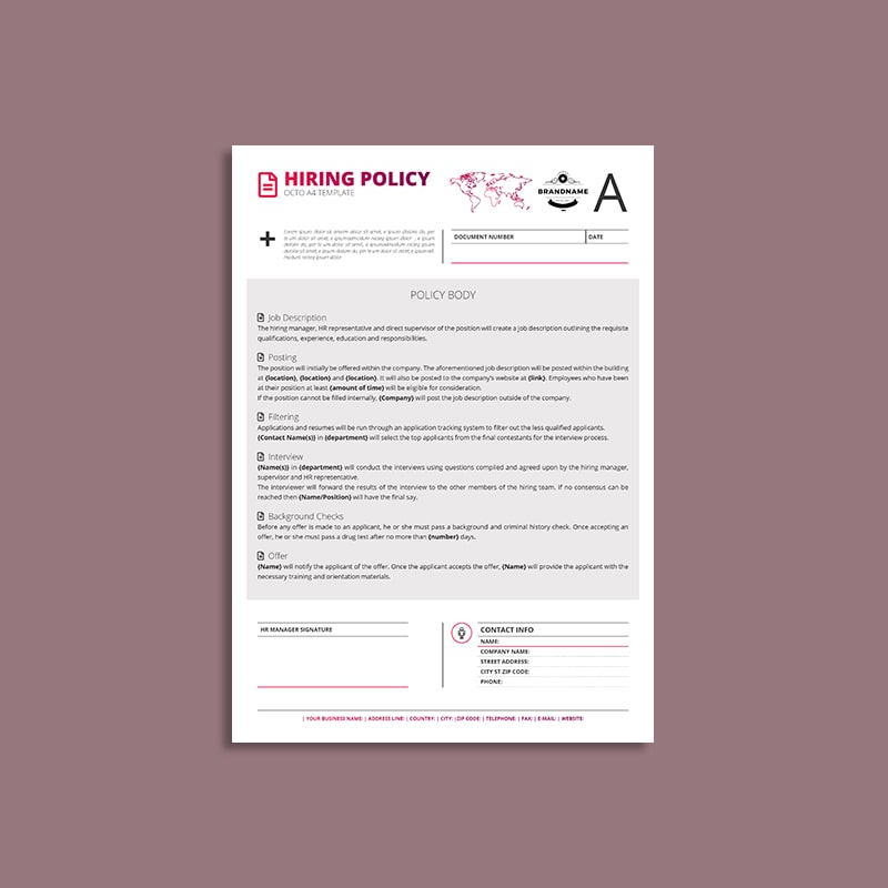 Octo Hiring Policy A4 Template