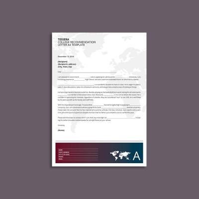 Tessera College Recommendation Letter A4 Template