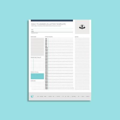 Daily Planner US Letter Template