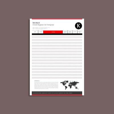 MS Word Check Register A4 Template