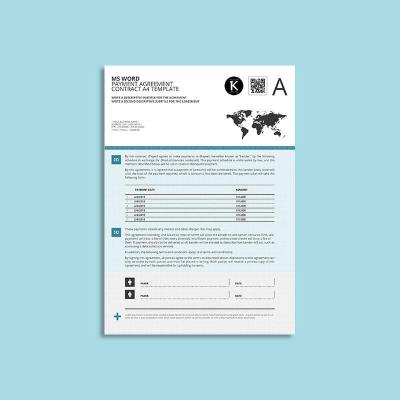 MS Word Payment Agreement Contract A4 Template