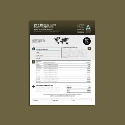MS Word Price Quote US Letter Template