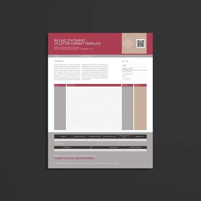 Billing Statement US Letter Format Template