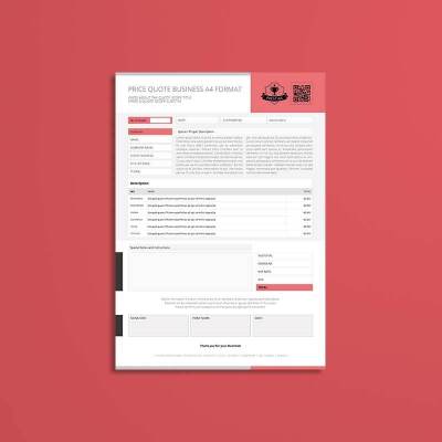 Price Quote Business A4 Format
