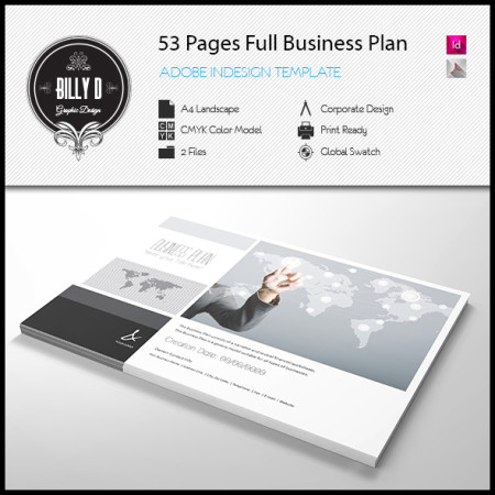 53 Pages Full Business Plan Template - A4 Landscape kfea