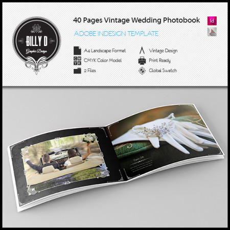 40 Pages Vintage Wedding Photobook Template kfea