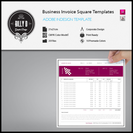 Business Invoice Square Templates kfea