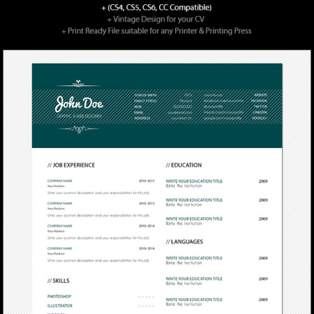 Minimal CV Resume Template Preview Image 590x