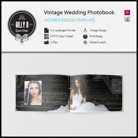 Vintage Wedding Photobook Template kfea