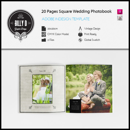 20 Pages  Square Wedding Photobook Template kfea
