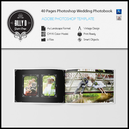 40 Pages Photoshop Wedding Photobook Template kfea