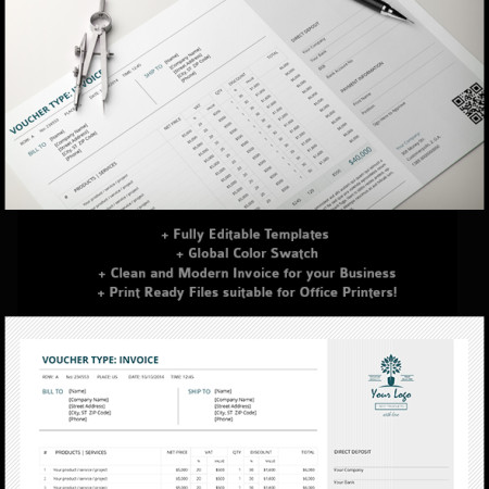 Clean Business Invoice Template Preview Image 590