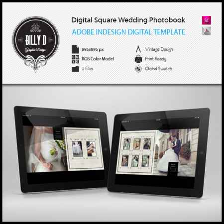 Digital Square Wedding Photobook Template kfea