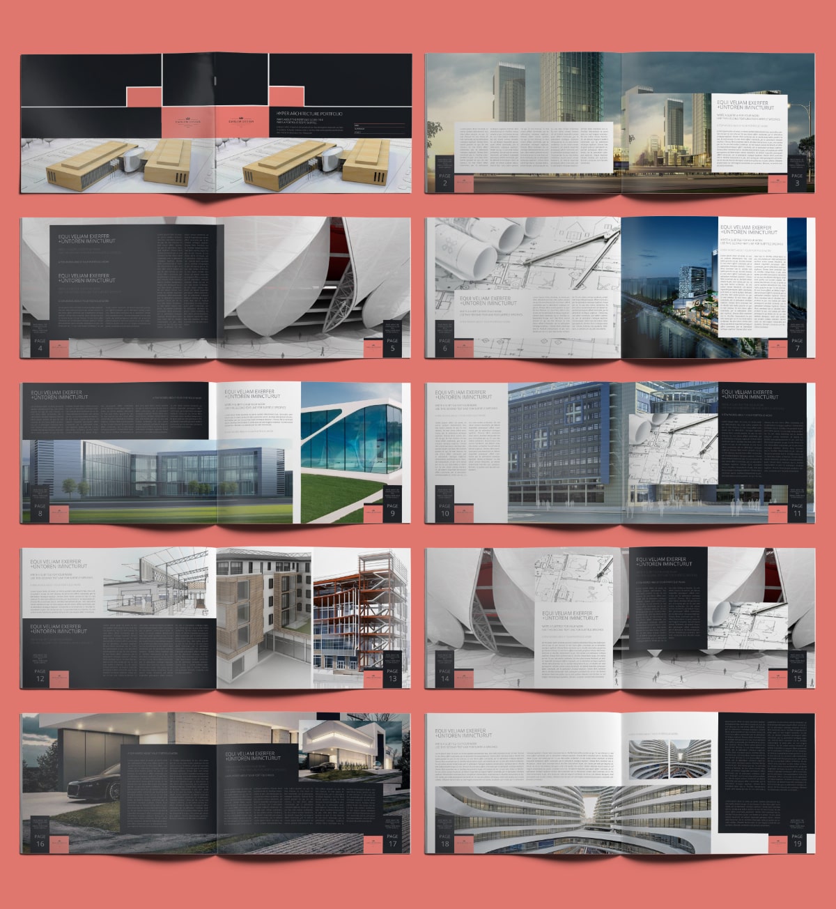 Hyper Architecture Portfolio A4 Landscape - Layouts