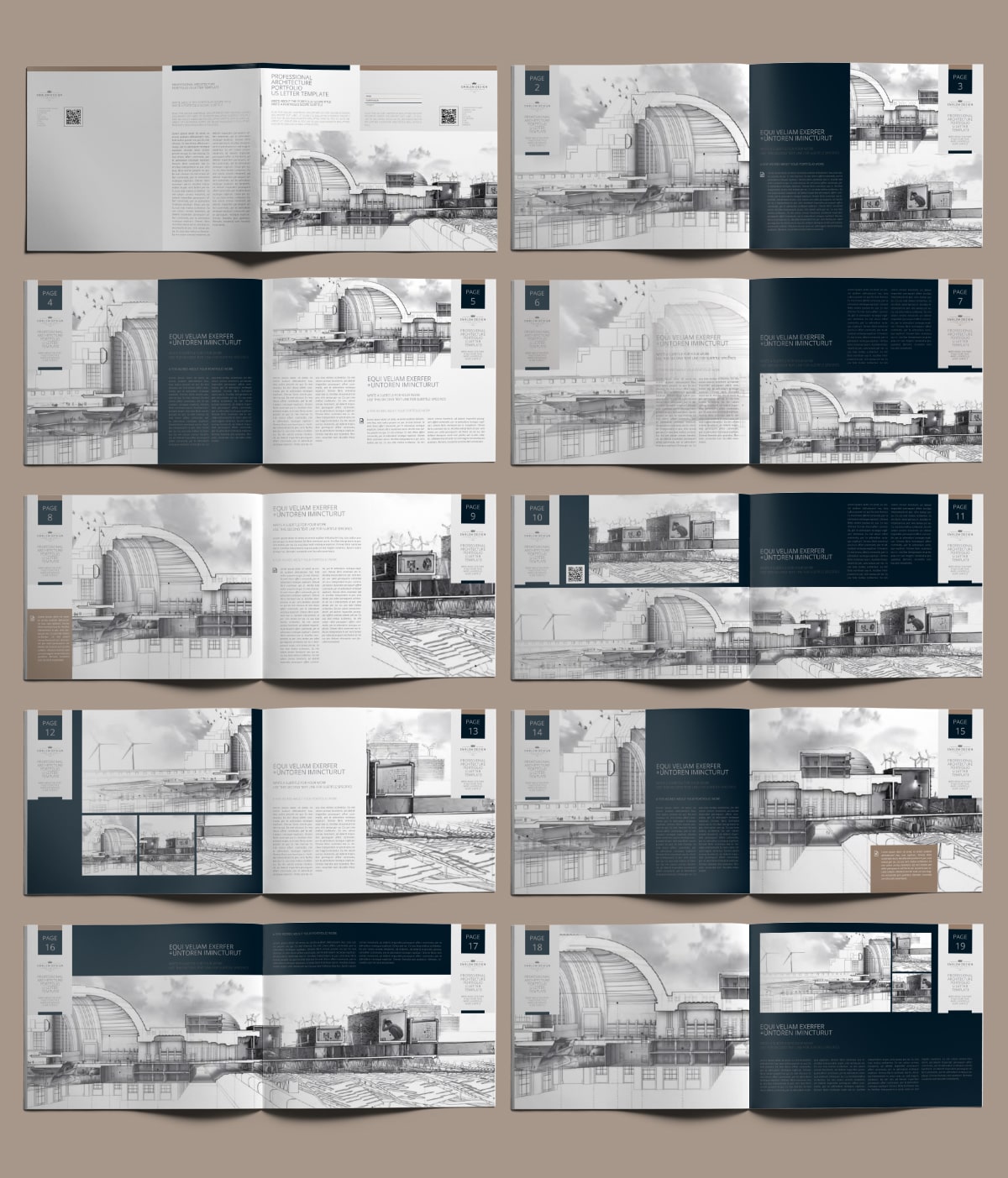 Professional Architecture Portfolio US Letter Template ... (1200 x 1403 Pixel)